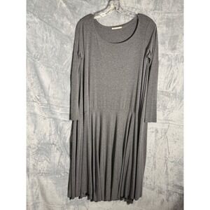 Nadia Tarr Grey Long Sleeve Drop Waist Midi Dress Womens Size Small